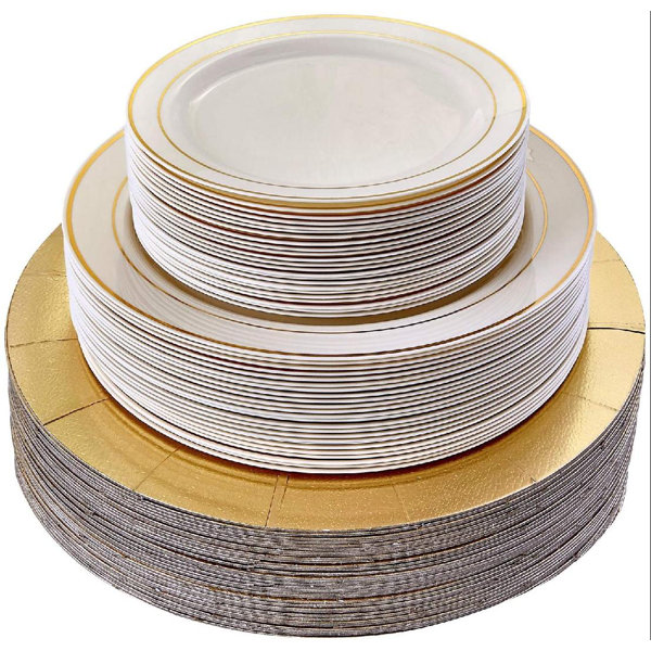 GupudaoCo MODERN ELEGANT DISPOSABLE 120 PC DINNERWARE SET Heavy Duty